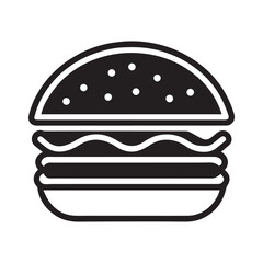 PrintHamburger vector icon set,burger sign and symbol,hamburgeron solid black and white color
