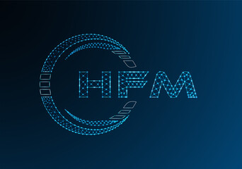 HFM low poly letter logo vector design. HFM lower poly logo design.