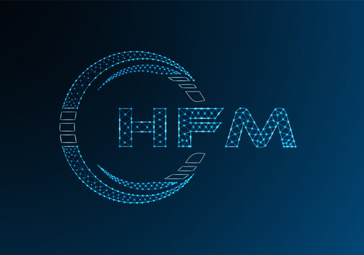 HFM low poly letter logo vector design. HFM lower poly logo design.