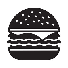 PrintHamburger vector icon set,burger sign and symbol,hamburgeron solid black and white color
