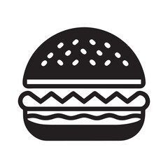PrintHamburger vector icon set,burger sign and symbol,hamburgeron solid black and white color
