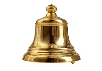 Golden Notification Bell Icon on White Background, On Transparent Background, Png