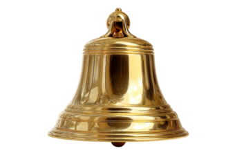 Golden Notification Bell Icon on White Background, On Transparent Background, Png