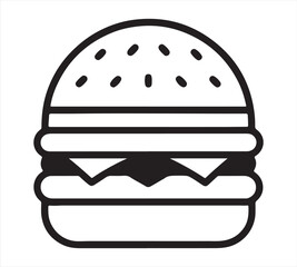 PrintHamburger vector icon set,burger sign and symbol,hamburgeron solid black and white color

