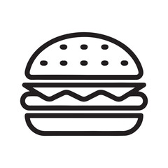 PrintHamburger vector icon set,burger sign and symbol,hamburgeron solid black and white color
