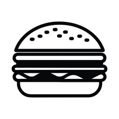 PrintHamburger vector icon set,burger sign and symbol,hamburgeron solid black and white color
