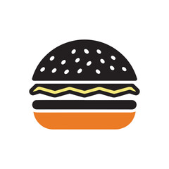 PrintHamburger vector icon set,burger sign and symbol,hamburgeron solid black and white color
