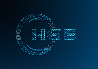HGE low poly letter logo vector design. HGE lower poly logo design.