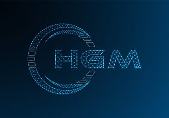 HGM low poly letter logo vector design. HGM lower poly logo design.
