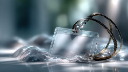 Empty lanyard with blank ID badge for branding or event use. Generative AI