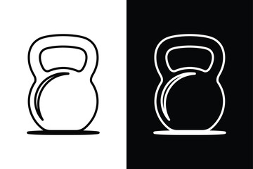 Kettlebell Silhouette Vector Icon Black and White Fitness Design.