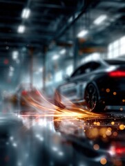 Futuristic Car Manufacturing with Robotics and Automation in a Modern Factory. Generative AI