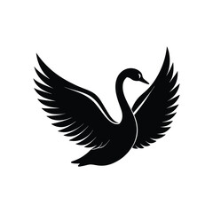 Fototapeta premium Flat and Minimal Swans in Flight logo vector illustration isolated on white background
