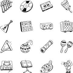 Set of Musical Doodle Style Icons 

