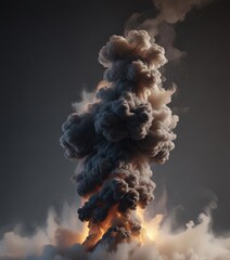 Immense smoky plume ascends, swirling, opaque ,  nature,  technology