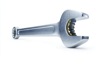 Metal wrench tool isolated on white background. Generative AI
