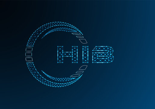 HIB low poly letter logo vector design. HIB lower poly logo design.