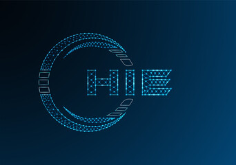 HIE low poly letter logo vector design. HIE lower poly logo design.