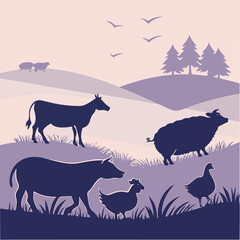Farm Animal Silhouettes – Livestock Vector Set for Agriculture Design