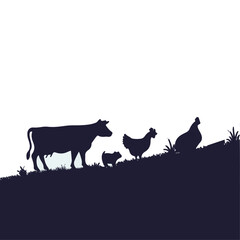 Silhouette Collection of Farm Animals – Editable Vector Icons
