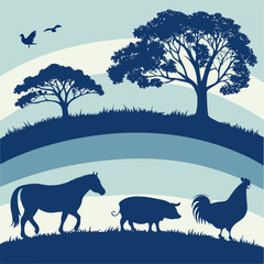 Farm Animal Silhouettes – Livestock Vector Set for Agriculture Design