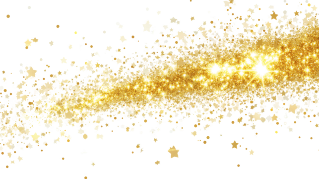 Golden Sparkle and Light Trail Isolated on Transparent Background – Magical Glow and Shimmering Effect Element