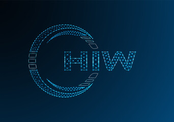 HIW low poly letter logo vector design. HIW lower poly logo design.