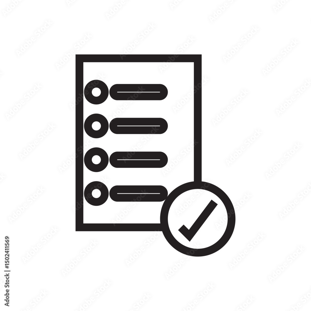 Poster minimal vector of a checklist with a checkmark symbol, ideal for productivity apps, task management,