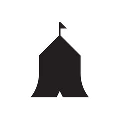 Fototapeta premium Vector icon of a tent with a flag, perfect for circus themes, festival promotions, or amusement park graphics.