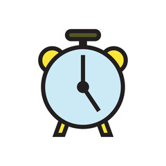 Simple vector of a traditional alarm clock, useful for content related to schedules, productivity, or morning routines.