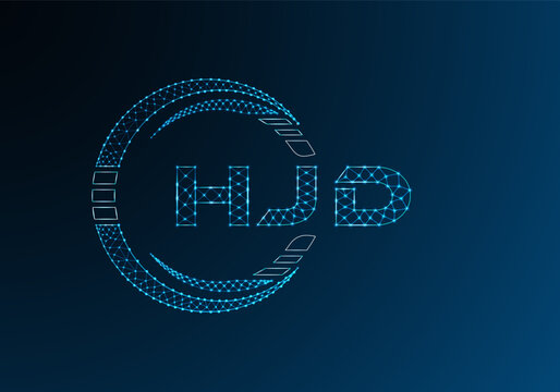 HJD low poly letter logo vector design. HJD lower poly logo design.