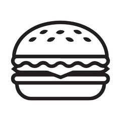 PrintHamburger vector icon set,burger sign and symbol,hamburgeron solid black and white color

