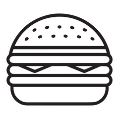 PrintHamburger vector icon set,burger sign and symbol,hamburgeron solid black and white color

