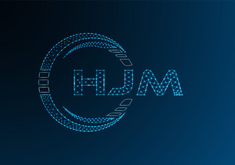 HJM low poly letter logo vector design. HJM lower poly logo design.