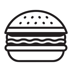 PrintHamburger vector icon set,burger sign and symbol,hamburgeron solid black and white color
