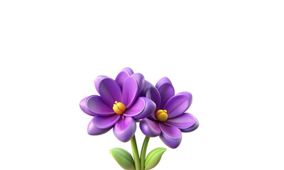 Obraz premium Vibrant 3D Cartoon Purple Flowers in Bloom and purple crocus flowers isolated on transparent background.