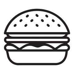 PrintHamburger vector icon set,burger sign and symbol,hamburgeron solid black and white color
