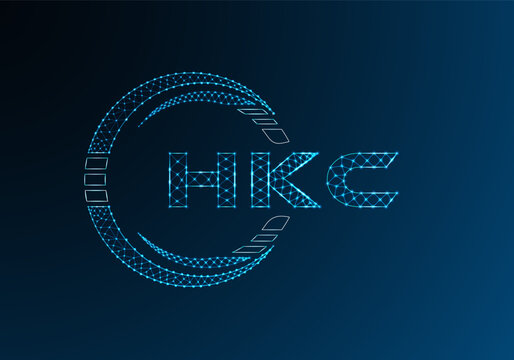HKC low poly letter logo vector design. HKC lower poly logo design.