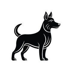 Flat and Minimal cartoon dog logo vector illustration isolated on white background