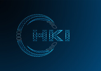 HKI low poly letter logo vector design. HKI lower poly logo design.