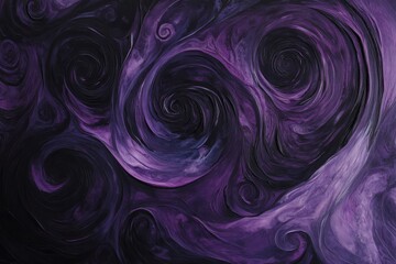 Fototapeta premium Abstract purple swirls and spirals textured dark background design