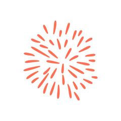 Simple handdrawn firework or starburst icon. Minimalist doodle of a celebration explosion or spark. Isolated vector graphic element on a white background.