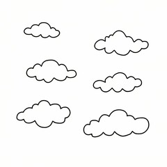 Black and white simple doodle illustration of clouds 