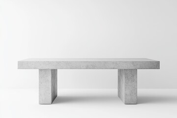 Light gray concrete bench in minimalist style