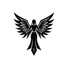 Naklejka premium Flat and Minimal angel logo vector illustration isolated on white background