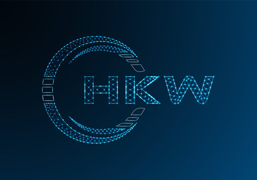 HKW low poly letter logo vector design. HKW lower poly logo design.