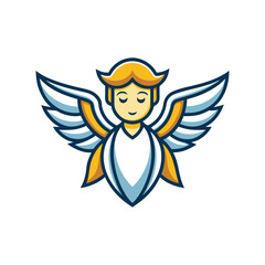 Obraz premium Flat and Minimal angel logo vector illustration