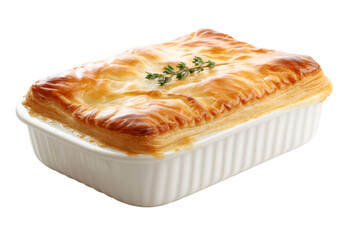 Meat Pie Dish with Golden Brown Crust and Savory Filling, On Transparent Background, Png