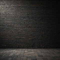 Black grunge brick wall, deep shadows, textured mortar , sooty, urban