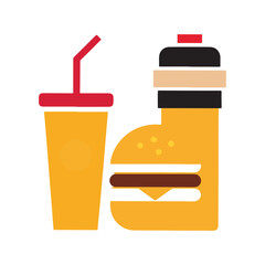 
Fast food cartoon icon vector collection. Pizza, burger, chicken leg, hotdog, french fries, soda cup. Food and drink icon Unhealthy fast food classic nutrition concept vector illustration